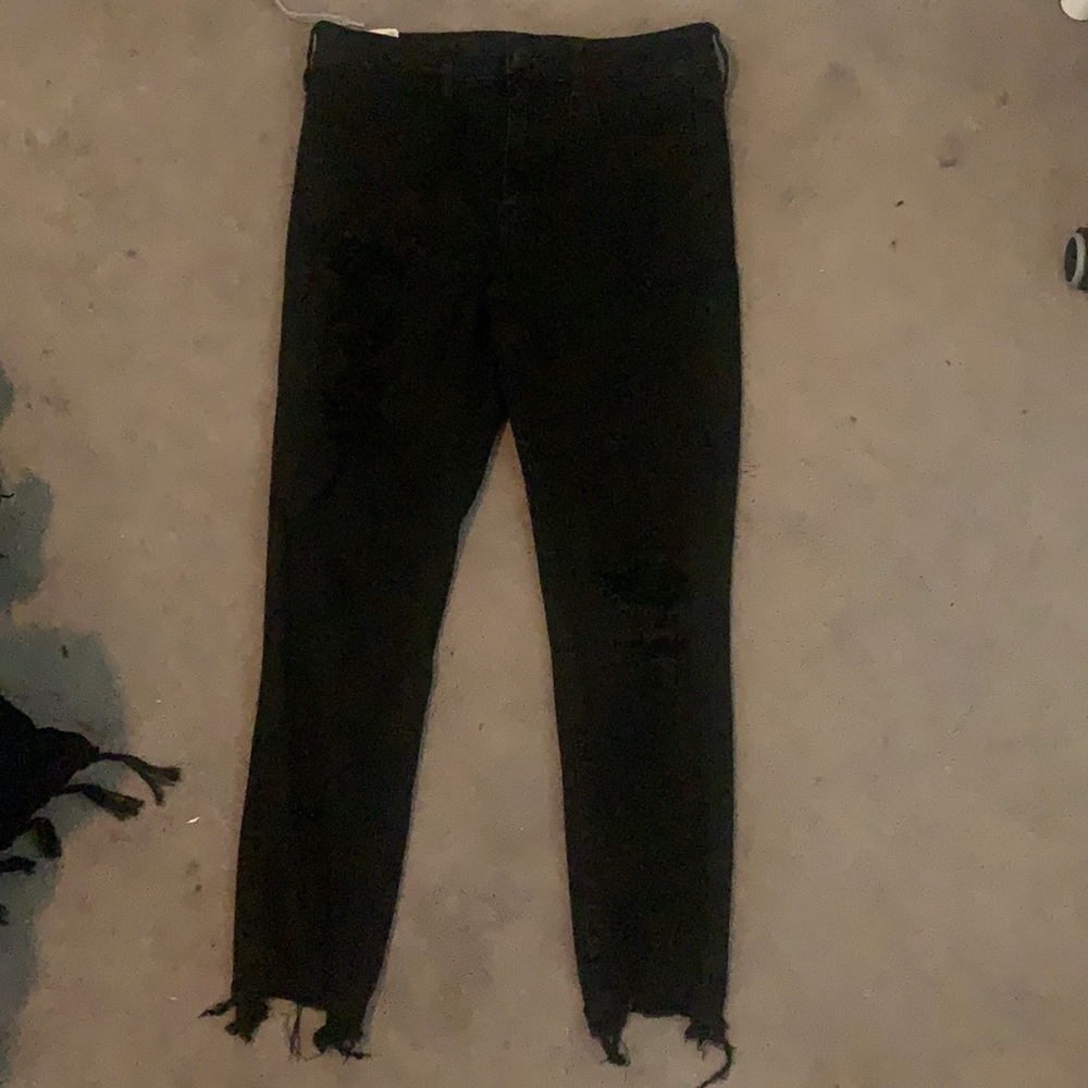 black distressed skinny crop jeans american eagle